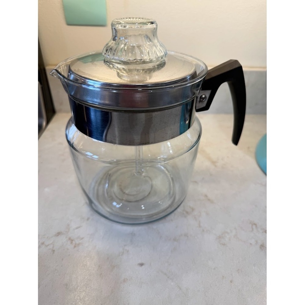 Vintage Pyrex Flameware 9 Cup Glass Percolator Coffee Pot 8859-B Stovetop Maker